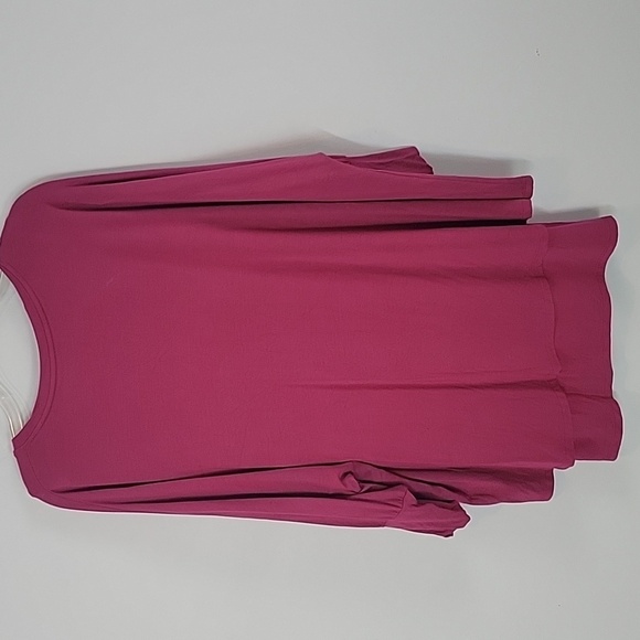 SOFT SURROUNDINGS Raspberry Pink V Neck Two Layer Tunic Top - Picture 6 of 6